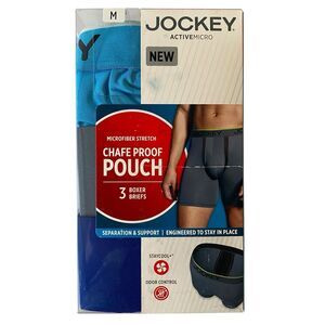 Jockey Active Micro Mens M Chafe Proof Pouch Microfiber Stretch Boxer Briefs 3PK